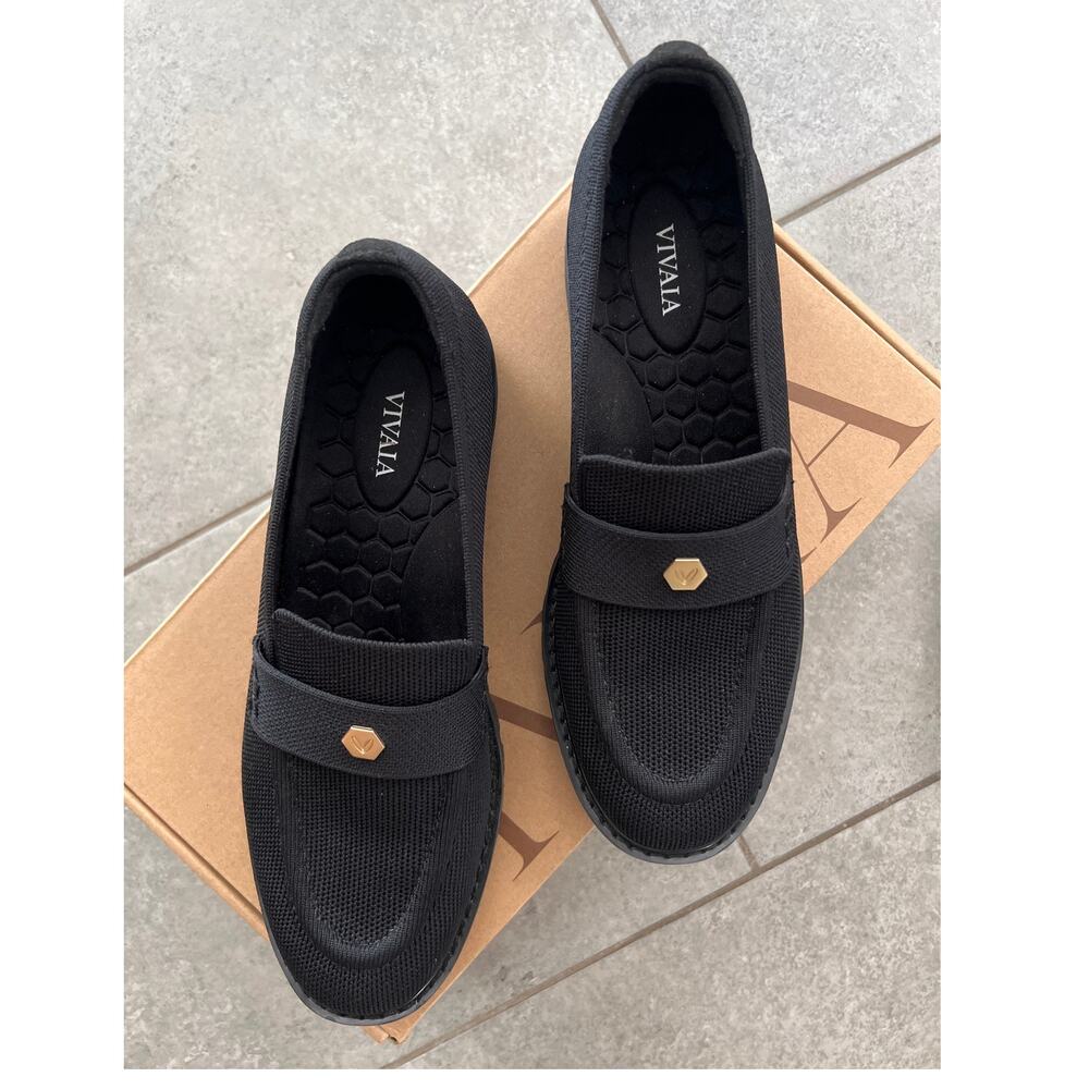 Vivaia Round-Toe Black Platform Chunky Heel Loafers (Francesca) Women Size 9 - Picture 7 of 8